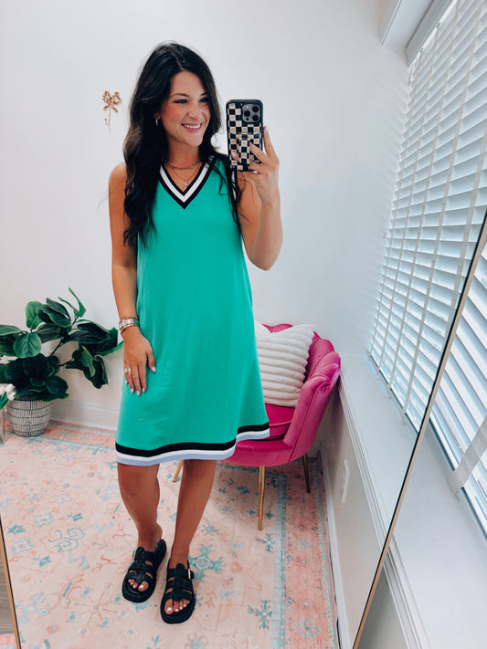 Allison Contrast V Striped Dress