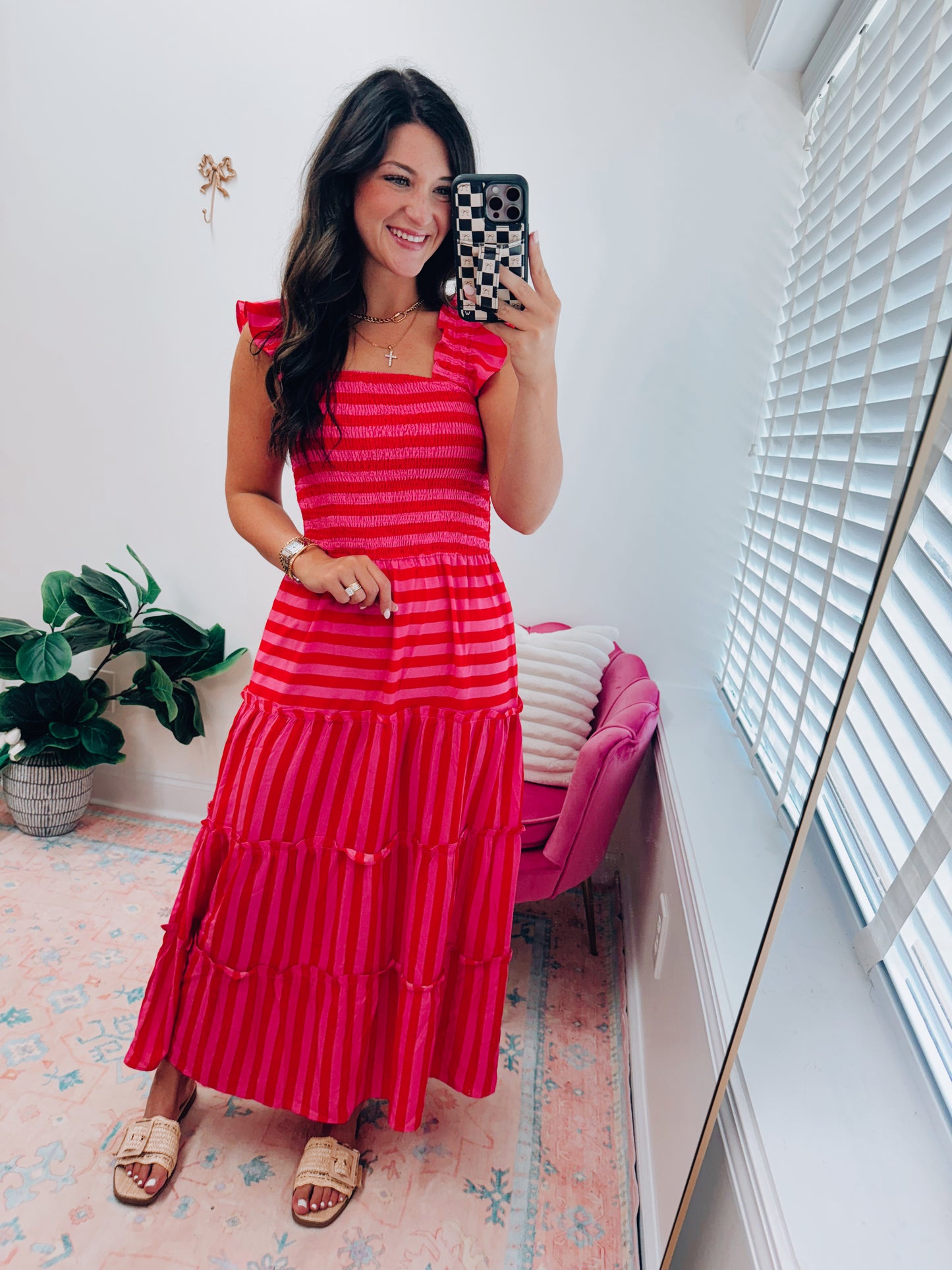 Sunset Stripes Smocked Tiered Maxi Dress