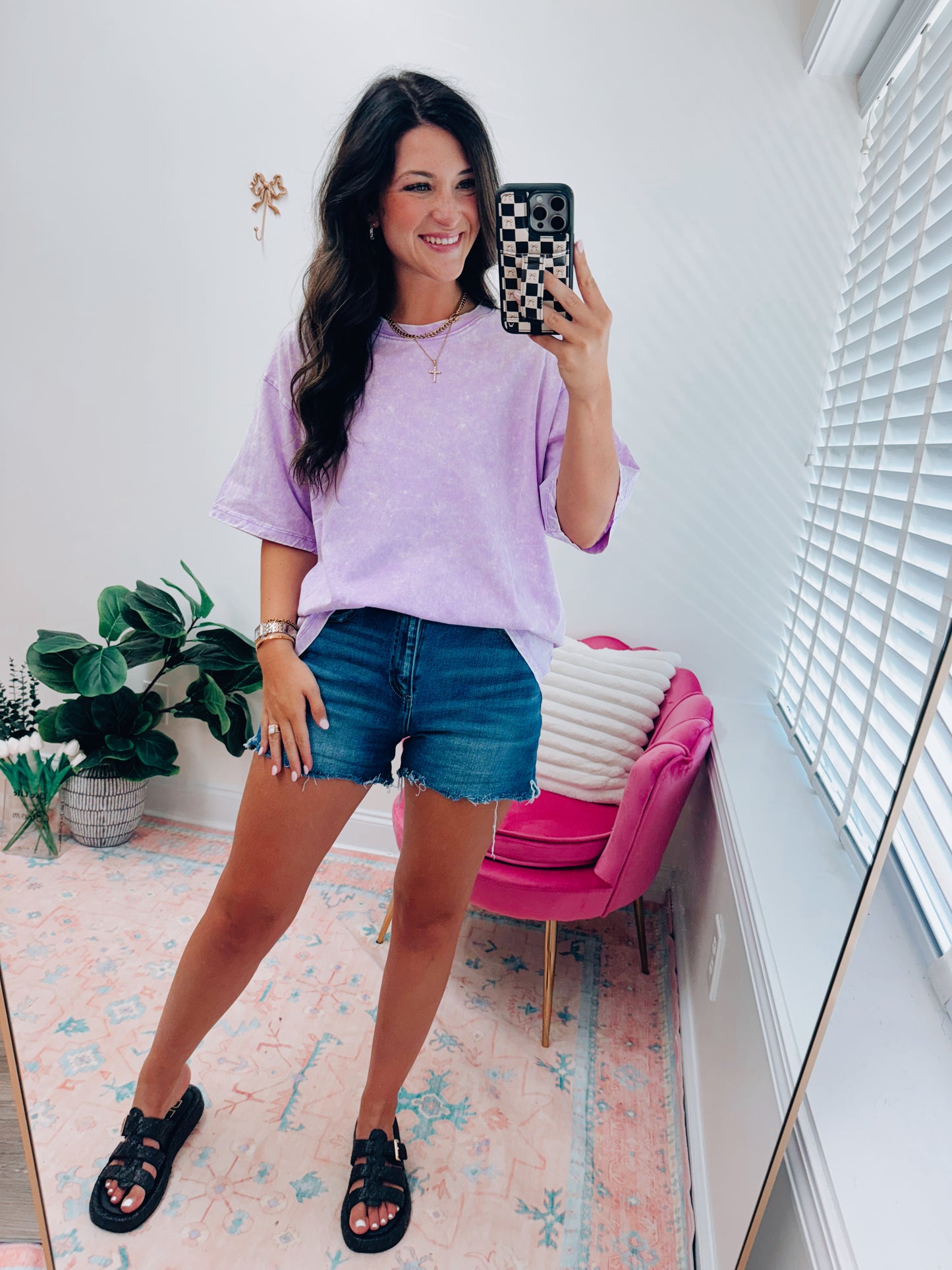 Ruby Mineral Wash Oversized Tee - Lavender