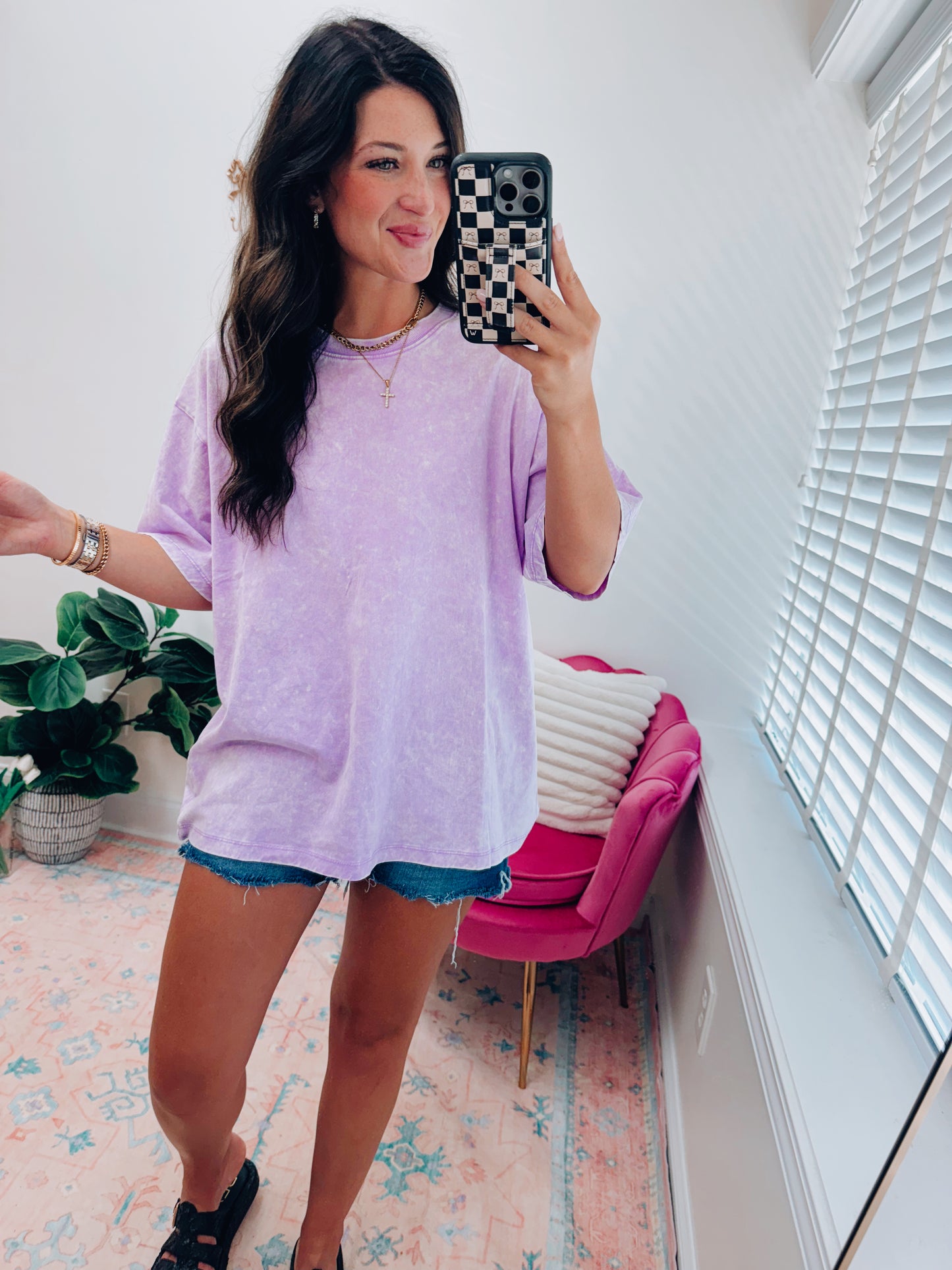 Ruby Mineral Wash Oversized Tee - Lavender