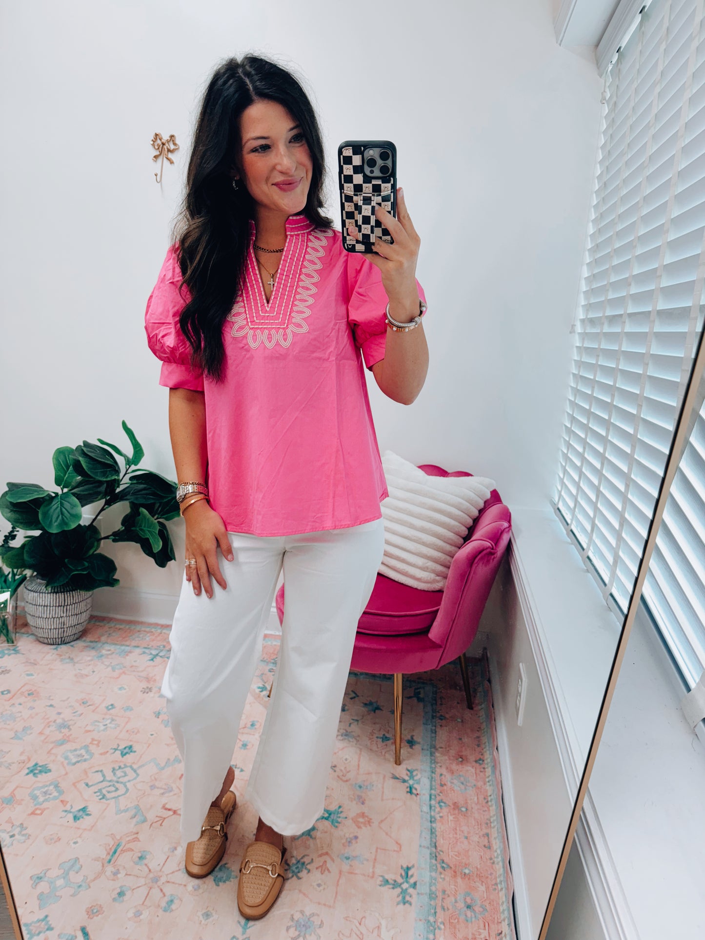 Hollis Embroidered Ruffle Top