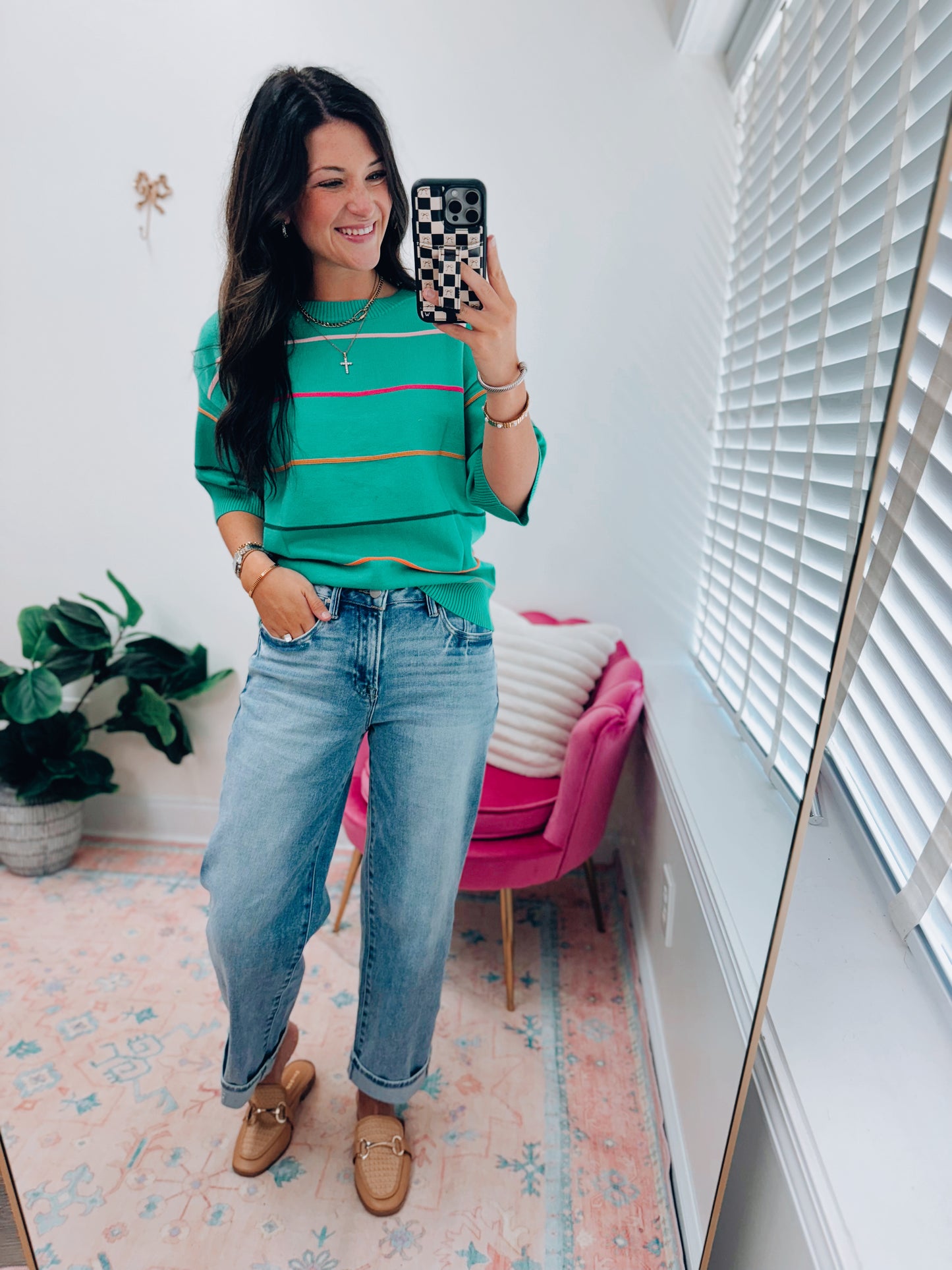 Colorblock Stripe Green Top