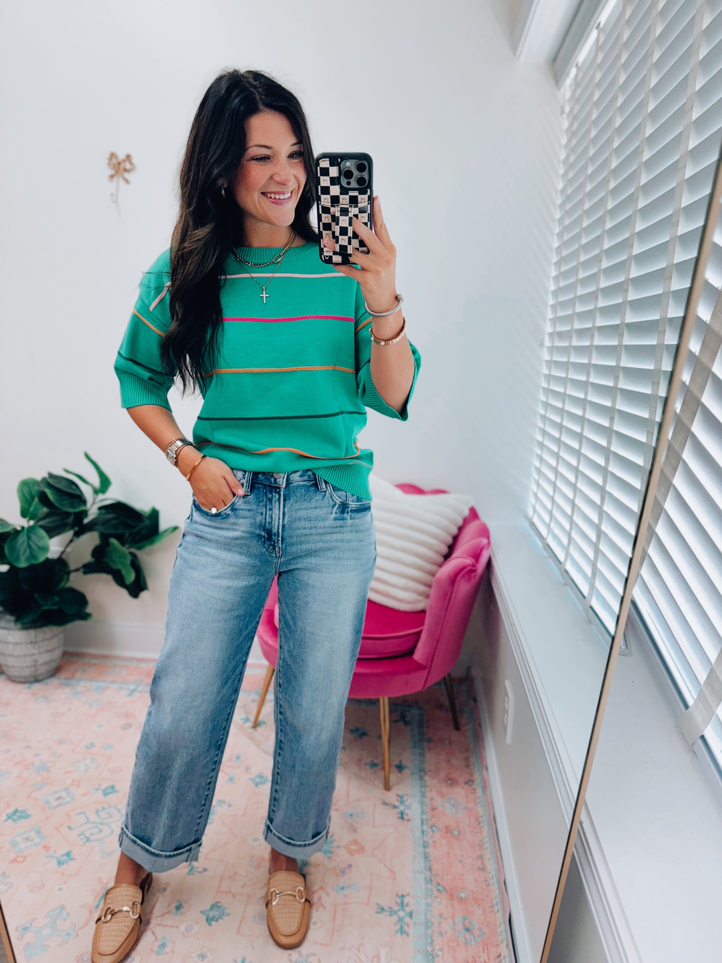 Colorblock Stripe Green Top