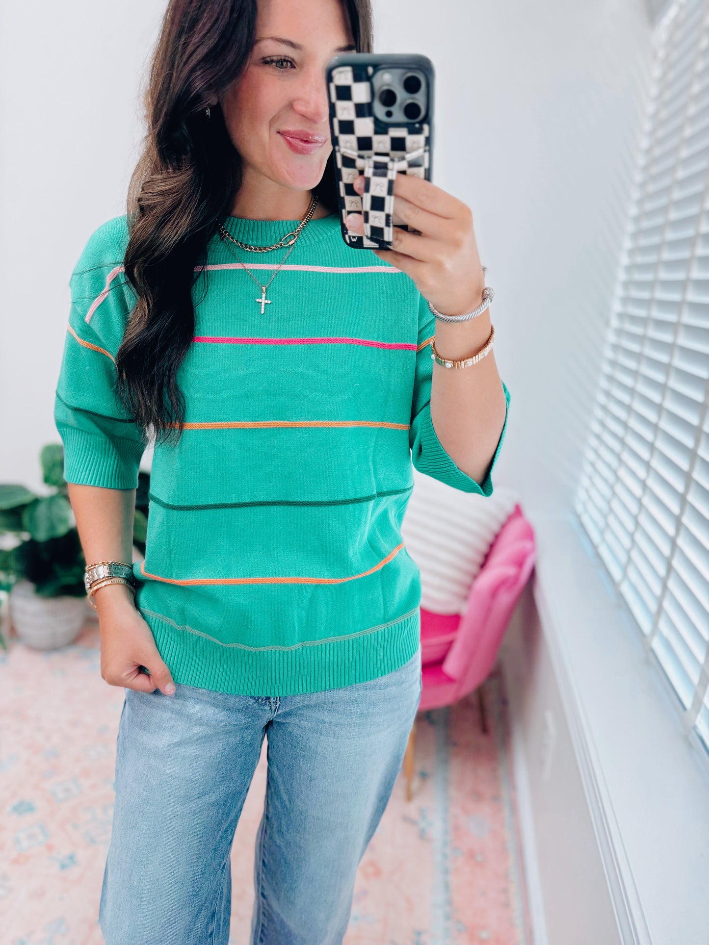 Colorblock Stripe Green Top