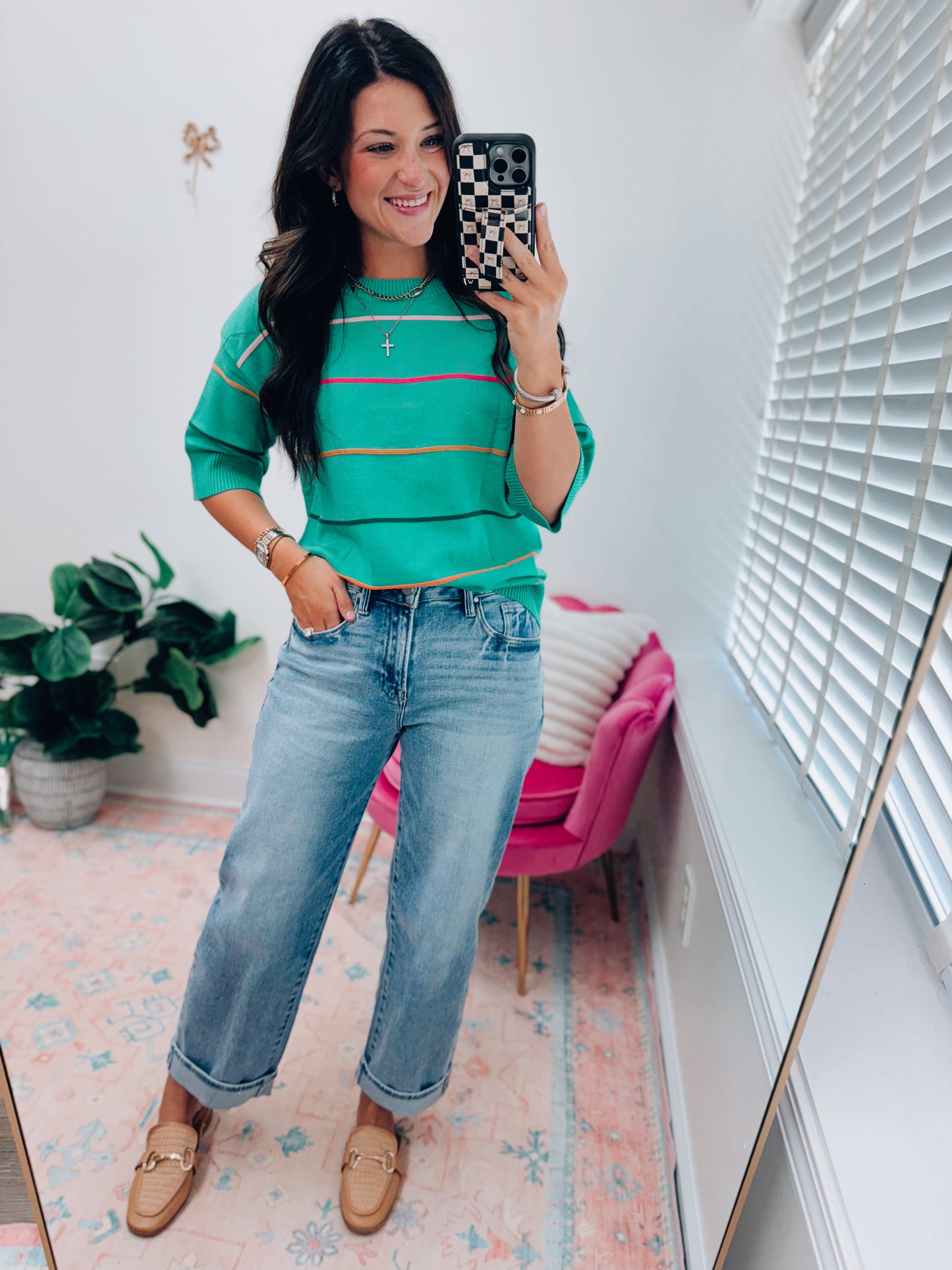 Colorblock Stripe Green Top