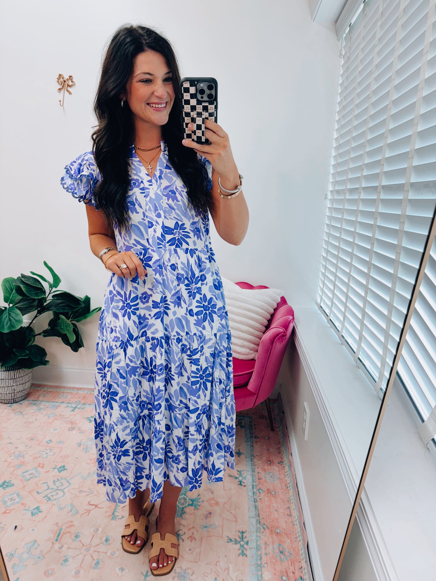 Kristen Purple Floral Midi Dress