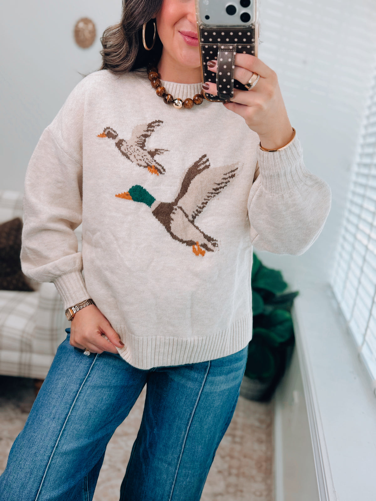 Mallard Duck Oatmeal Knit Sweater