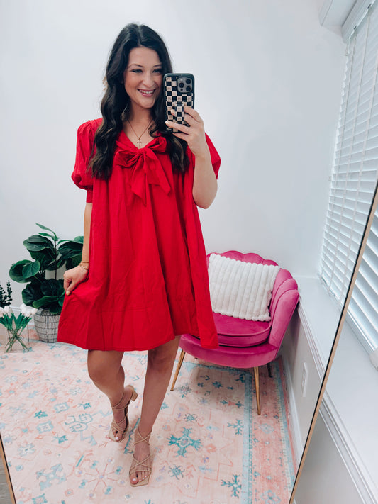 Sailor Red Bow Mini Dress