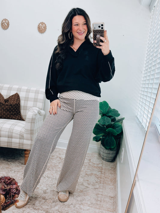 Stevie Cream Polka Dot Stripe Lounge Pants