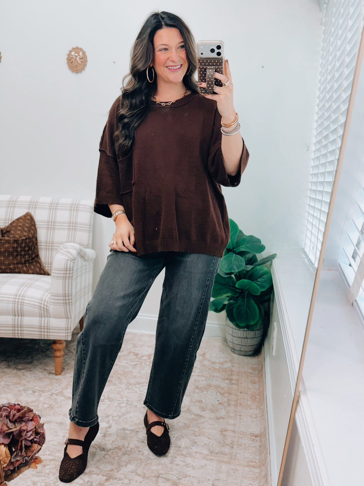 Chocolate Round Neck Sweater Top