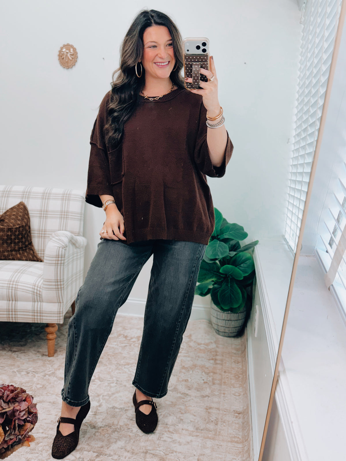 Chocolate Round Neck Sweater Top