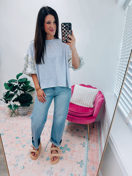 Jules Floral Striped Combo Top