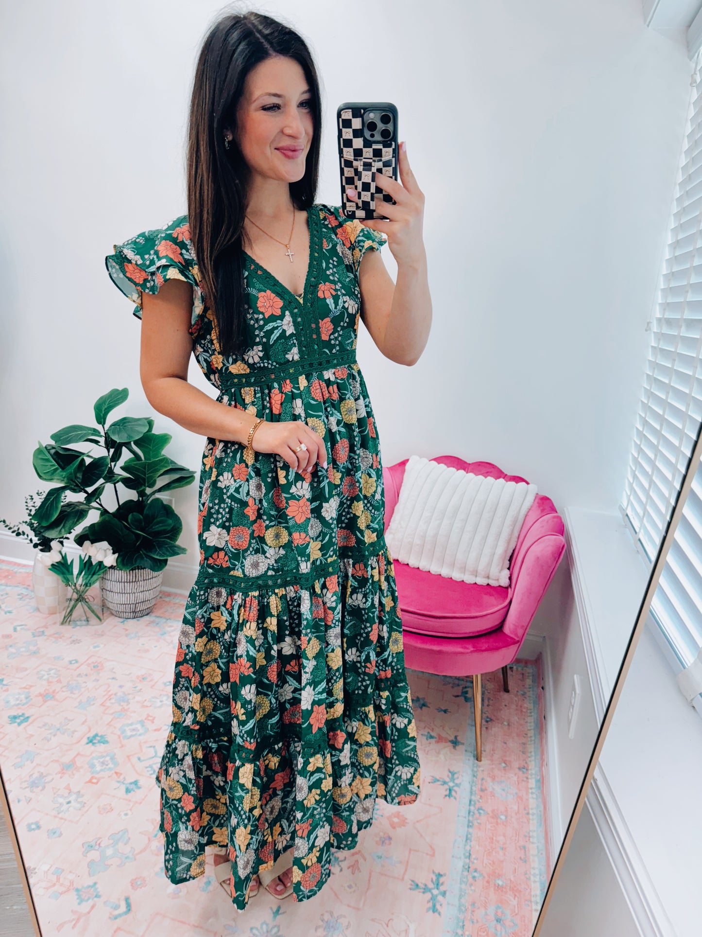 Floral Crochet Multi Midi Dress