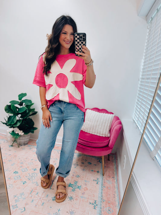 Contrast Flower Patch Tee
