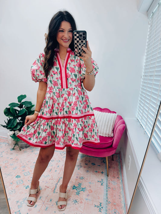 Kate Color Block Floral Mini Dress