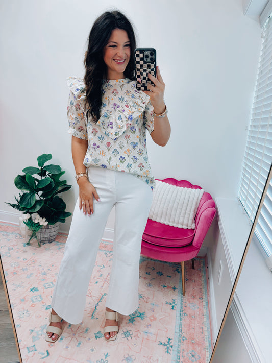 Multi Bouquet Ruffle Top