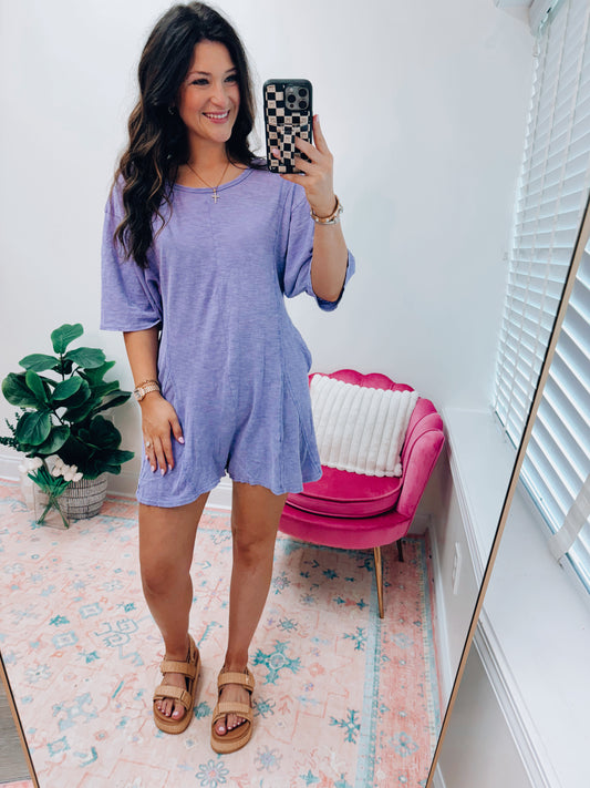Lavender Heathered Romper