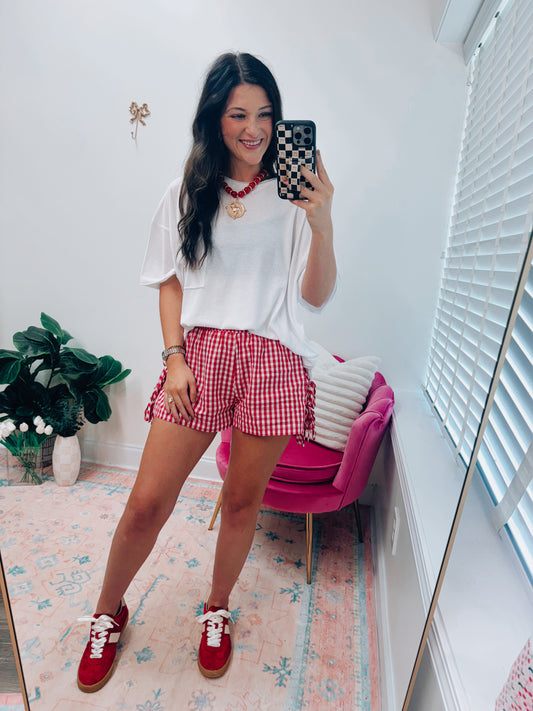 Gingham Bow Tie Shorts