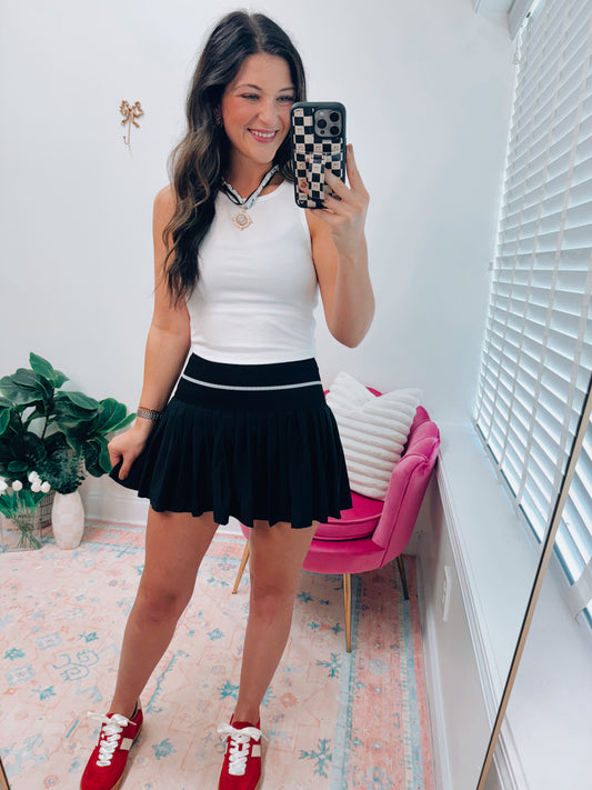 Thick Ribbed Pleated Mini Skirt