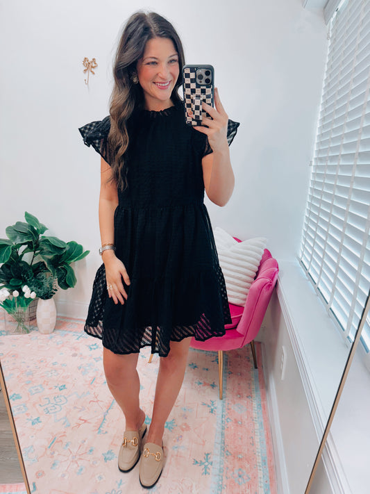 Black Textured Mini Dress