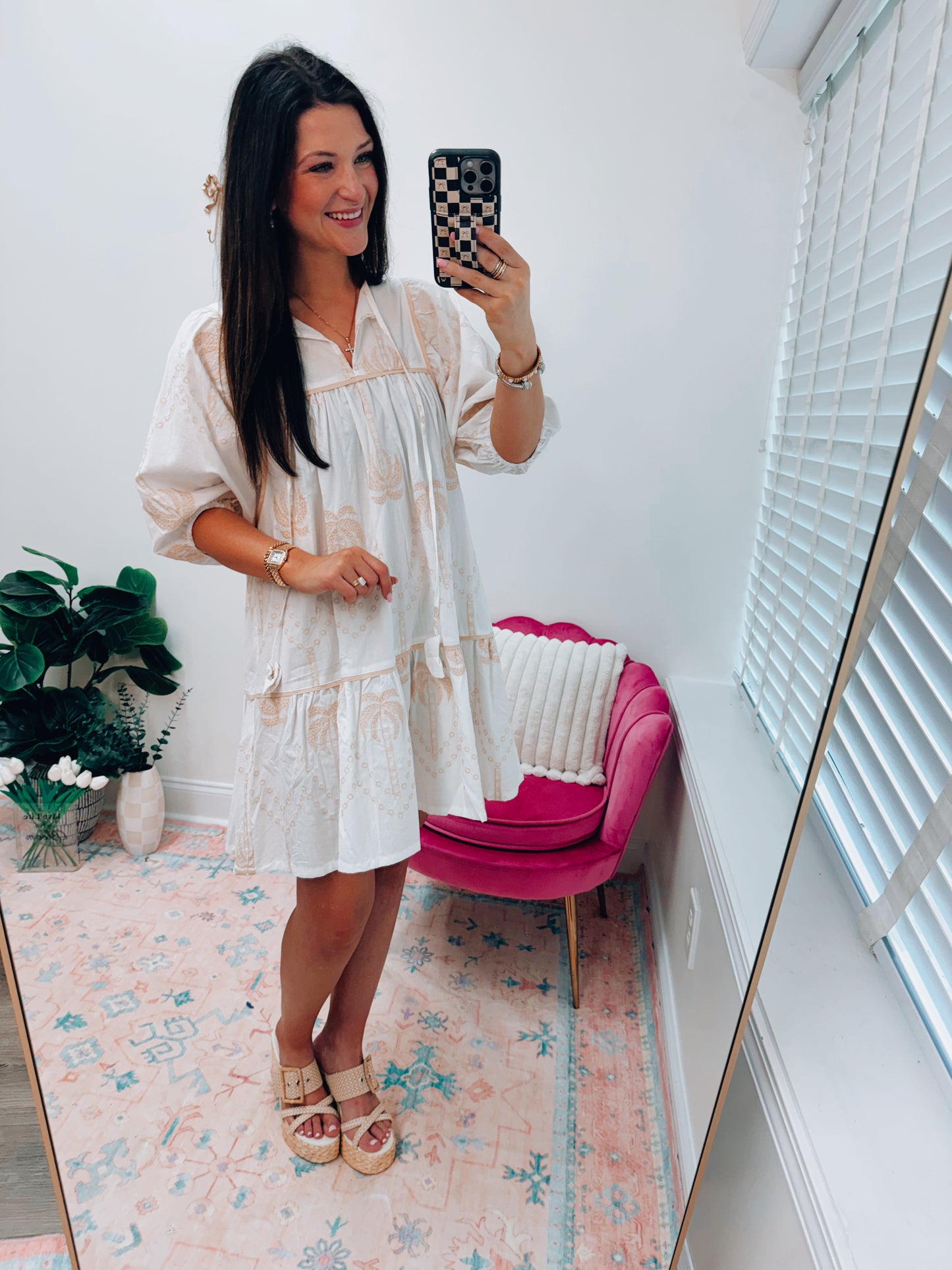 CURVY Boho Tropic Embroidered Babydoll Dress