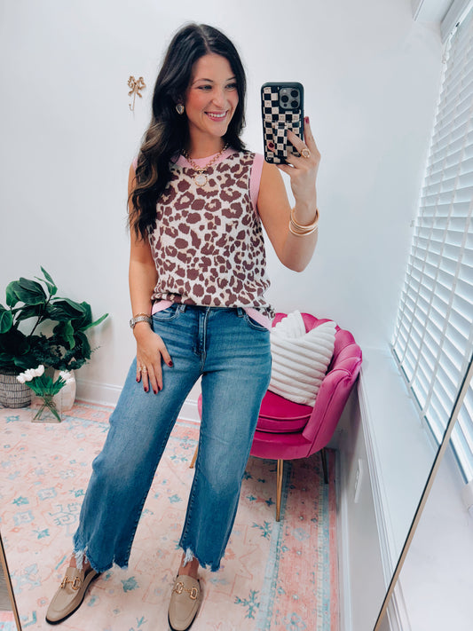 Leopard Knit Sweater Top