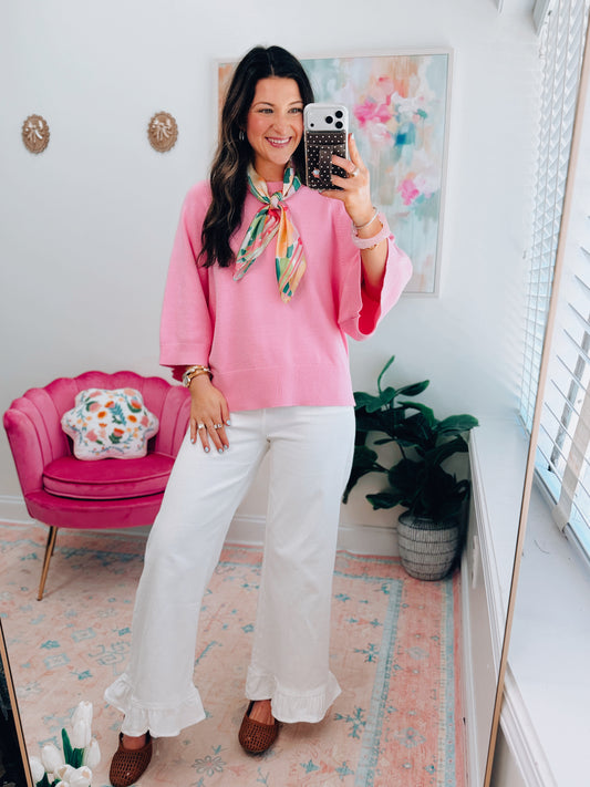 Petal Pink Knit Sweater Top