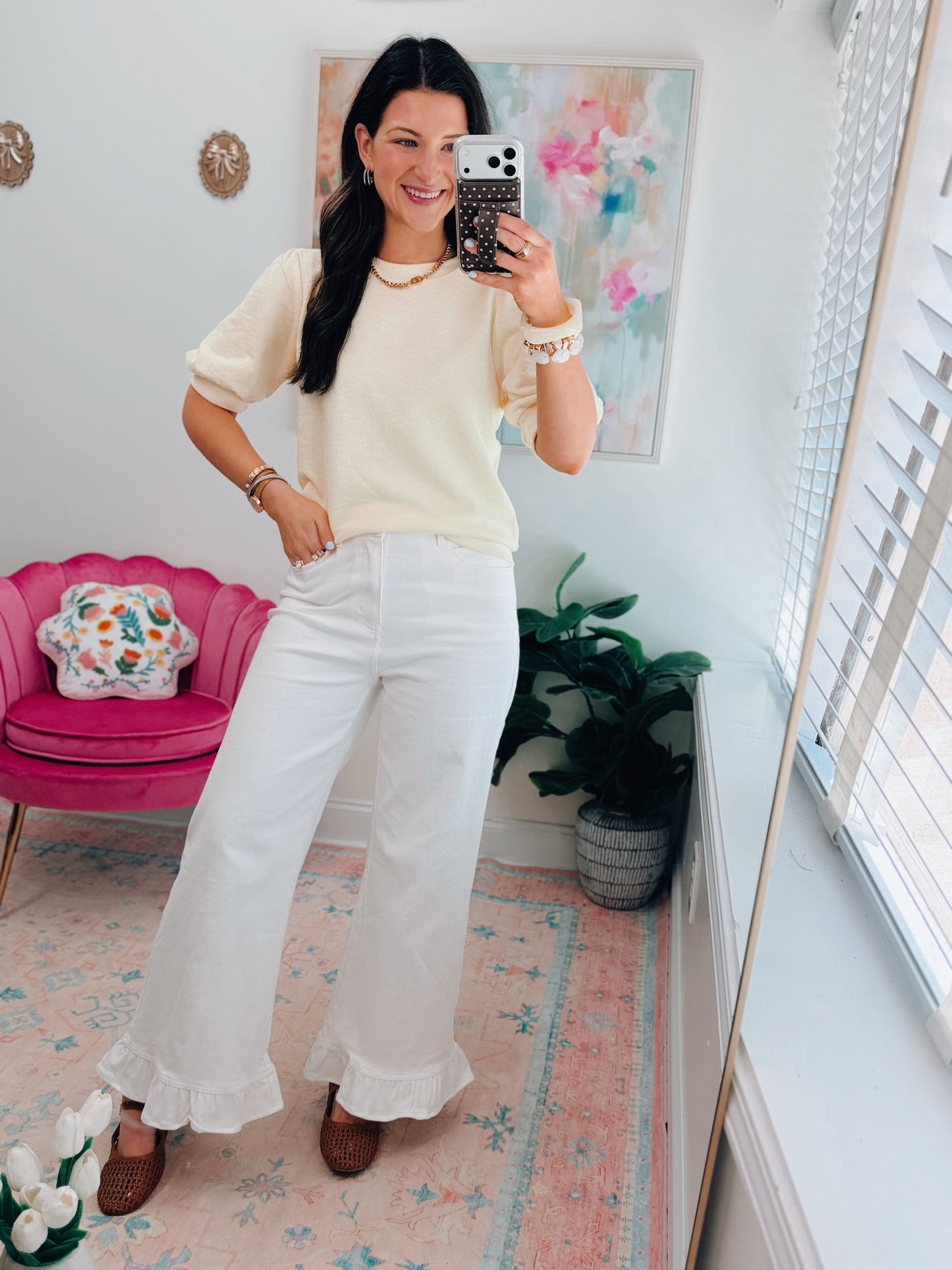 Elara Puff Sleeve Top - Pale Yellow