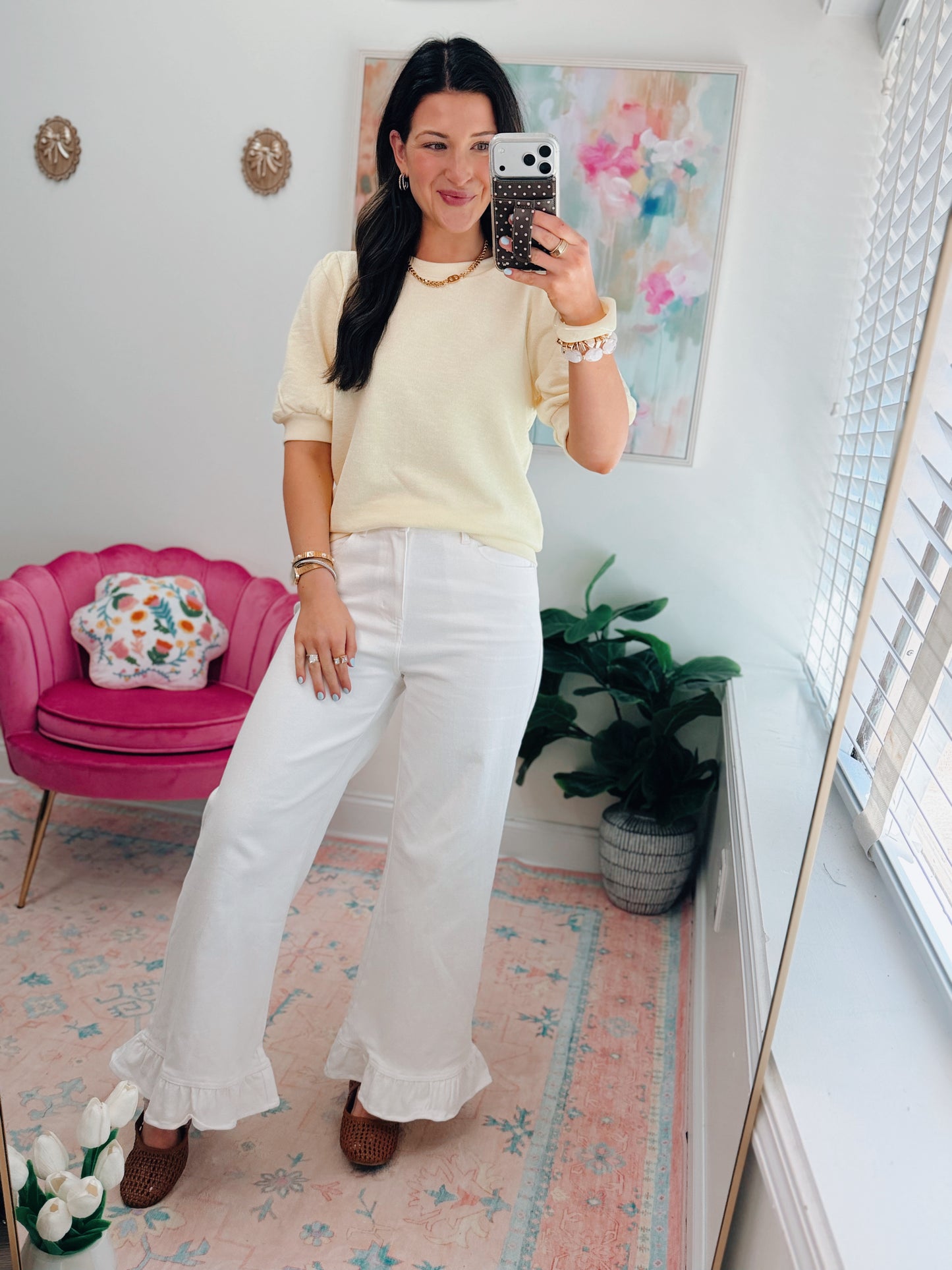Elara Puff Sleeve Top - Pale Yellow