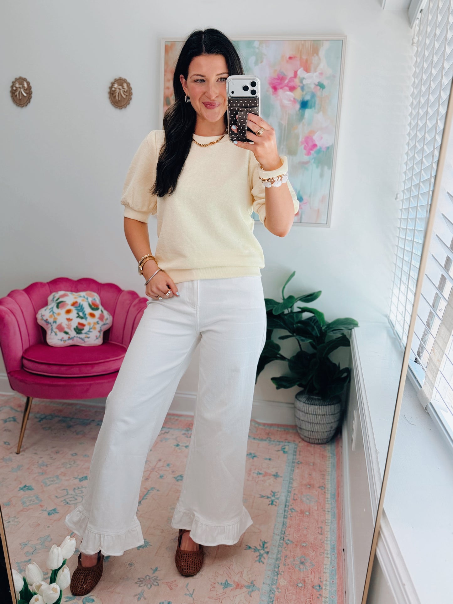 Elara Puff Sleeve Top - Pale Yellow