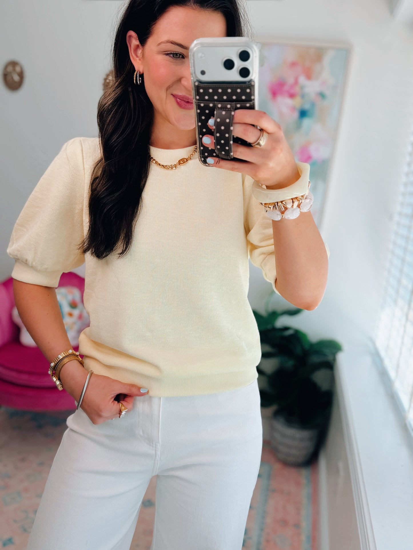 Elara Puff Sleeve Top - Pale Yellow