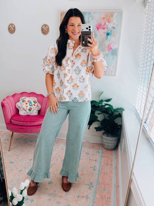 Delilah Floral Eyelet Top