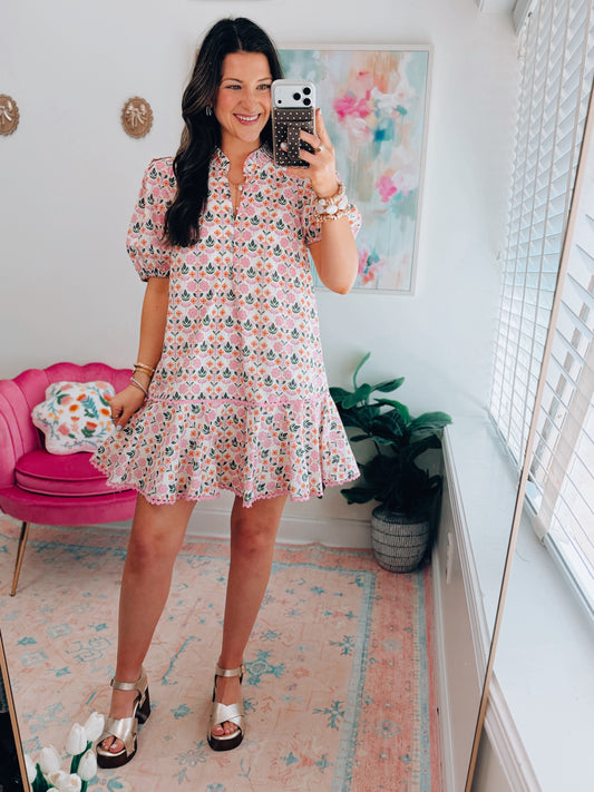 Noelle Floral Scallop Mini Dress