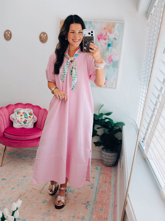 Isla Soft Striped Midi Dress