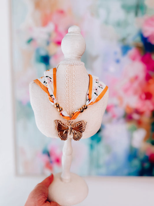 Butterfly Floral Scarf Necklace