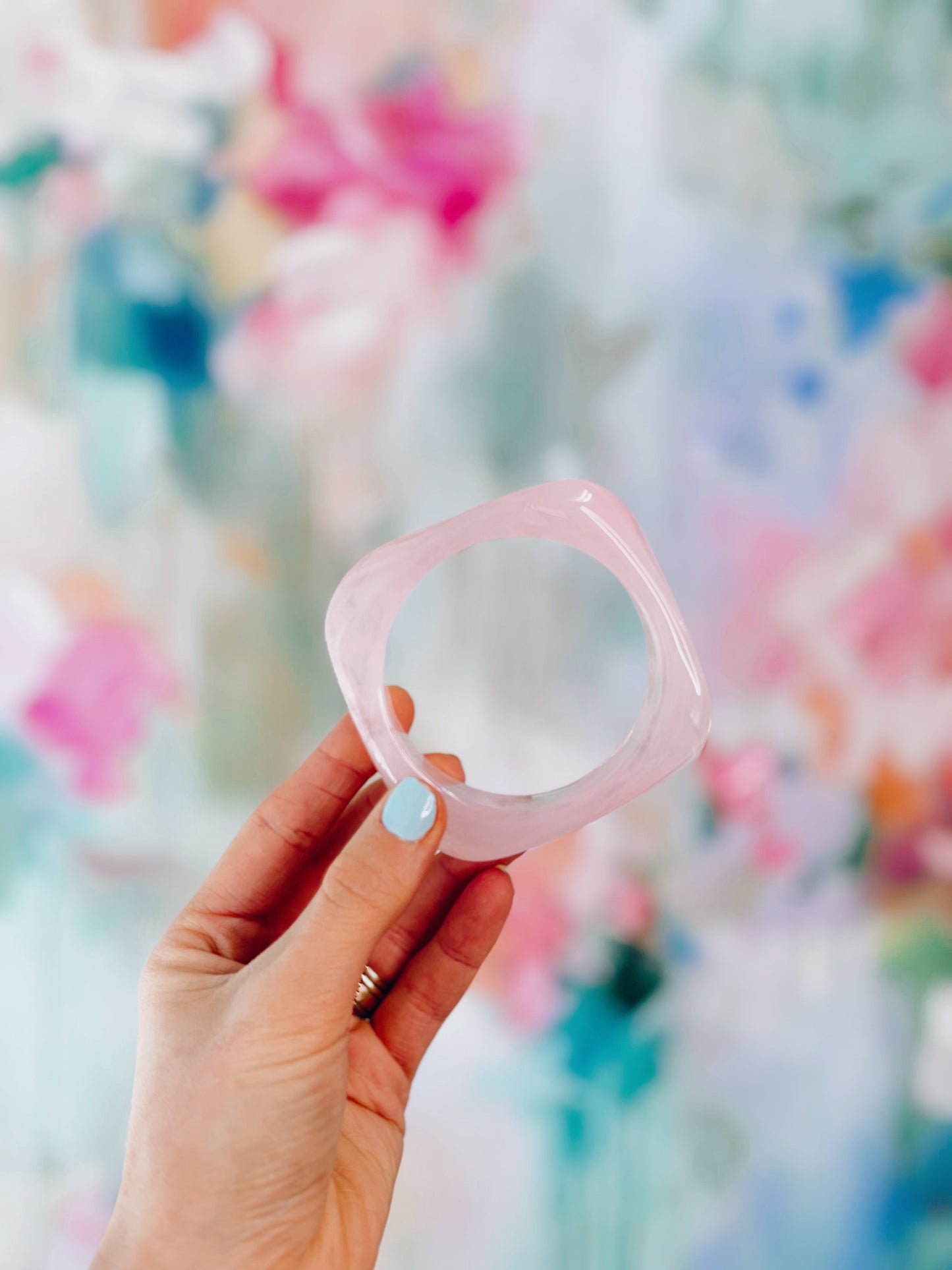 Rue Chunky Acrylic Bangle - Light Pink
