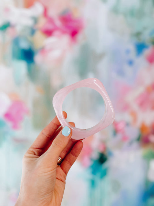 Rue Chunky Acrylic Bangle - Light Pink