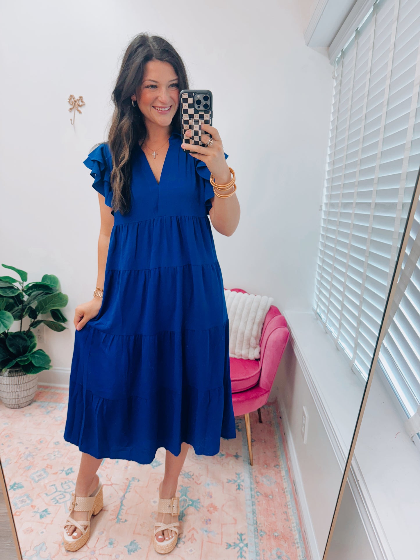 Ruffle Royal Blue Midi