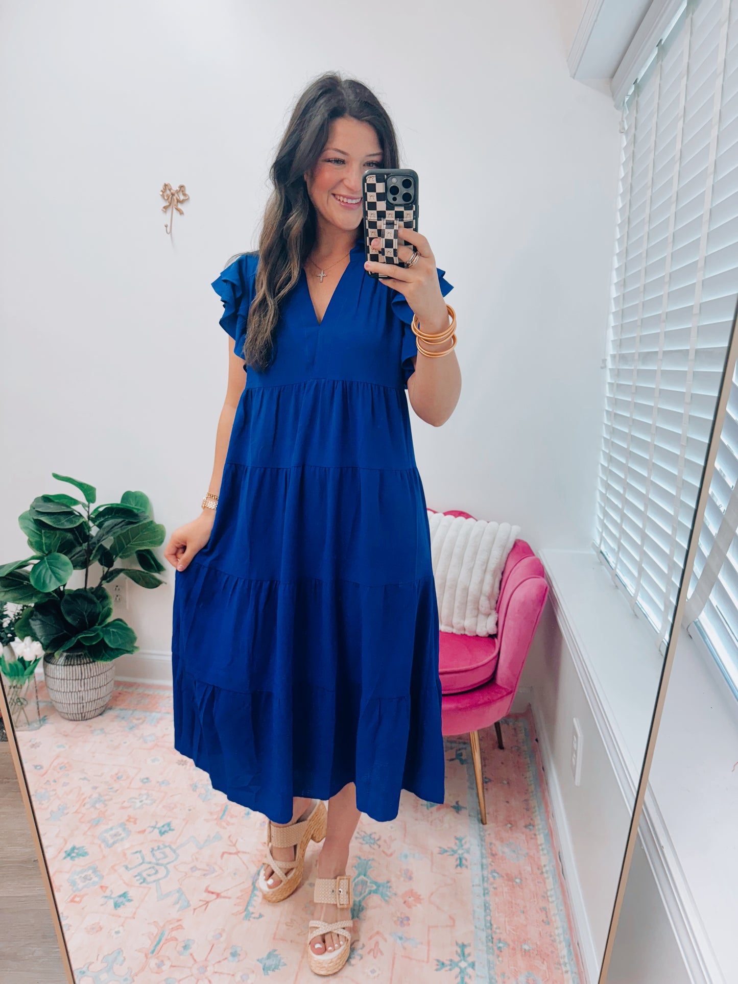 Ruffle Royal Blue Midi