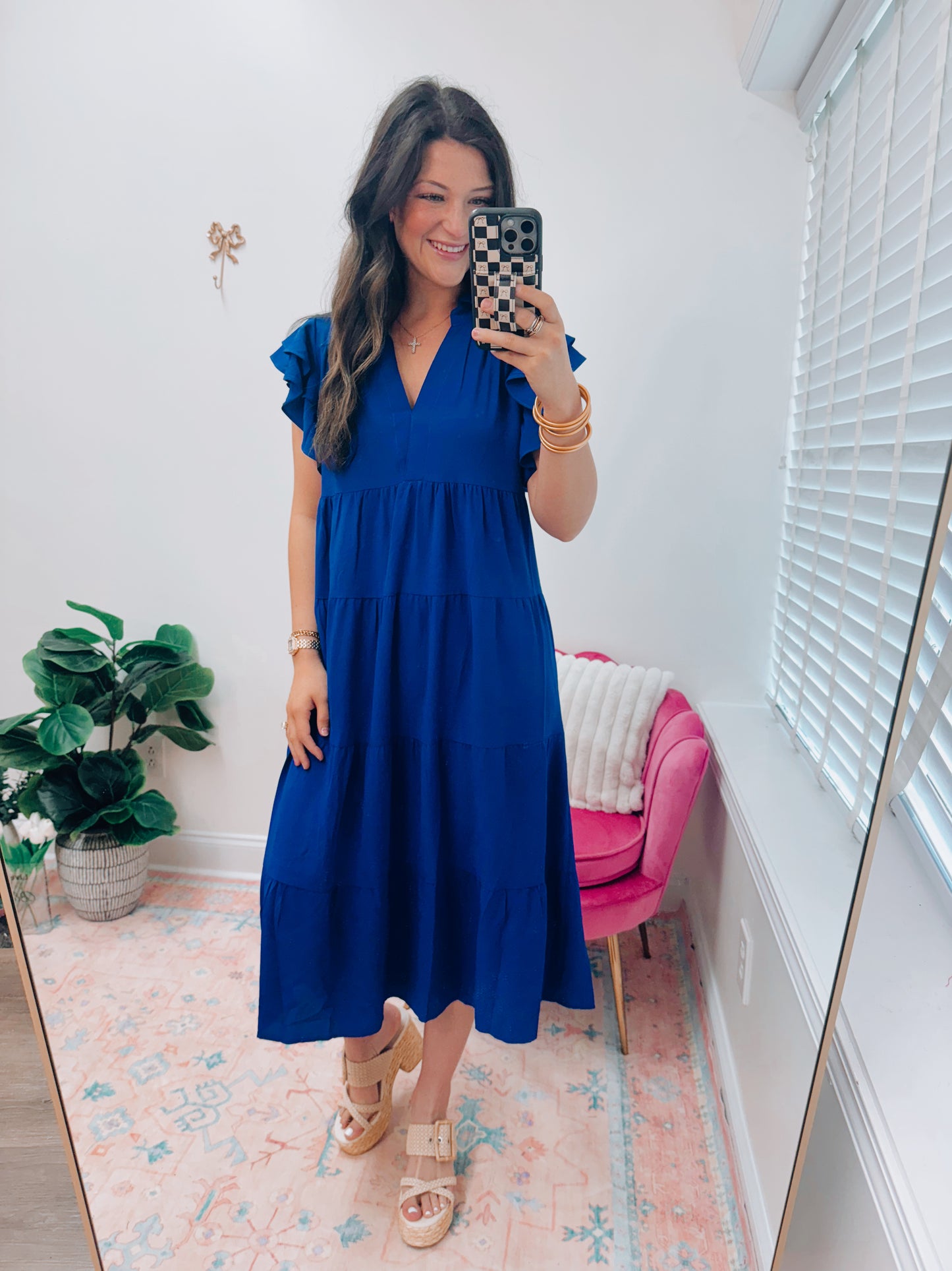 Ruffle Royal Blue Midi