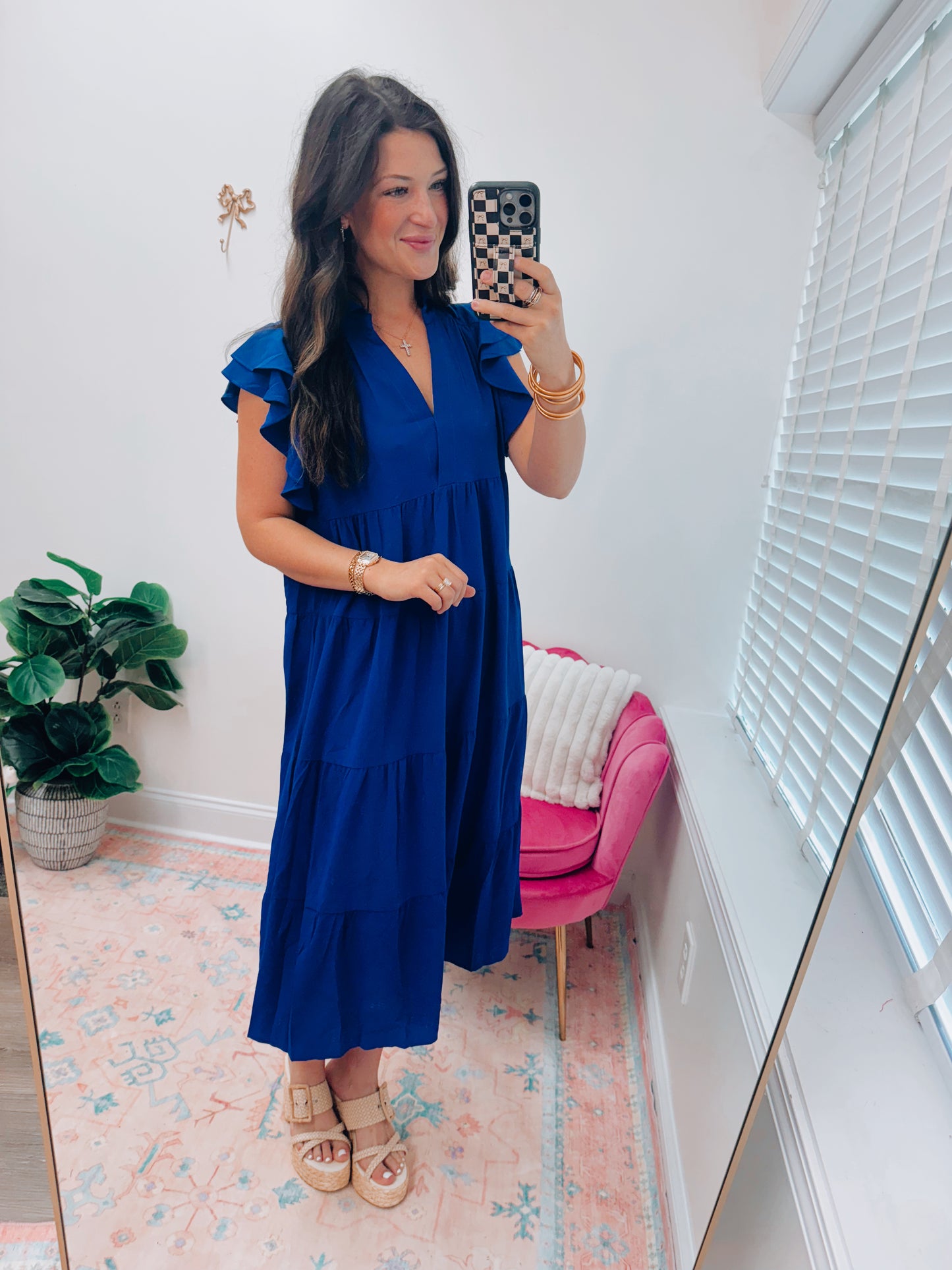 Ruffle Royal Blue Midi