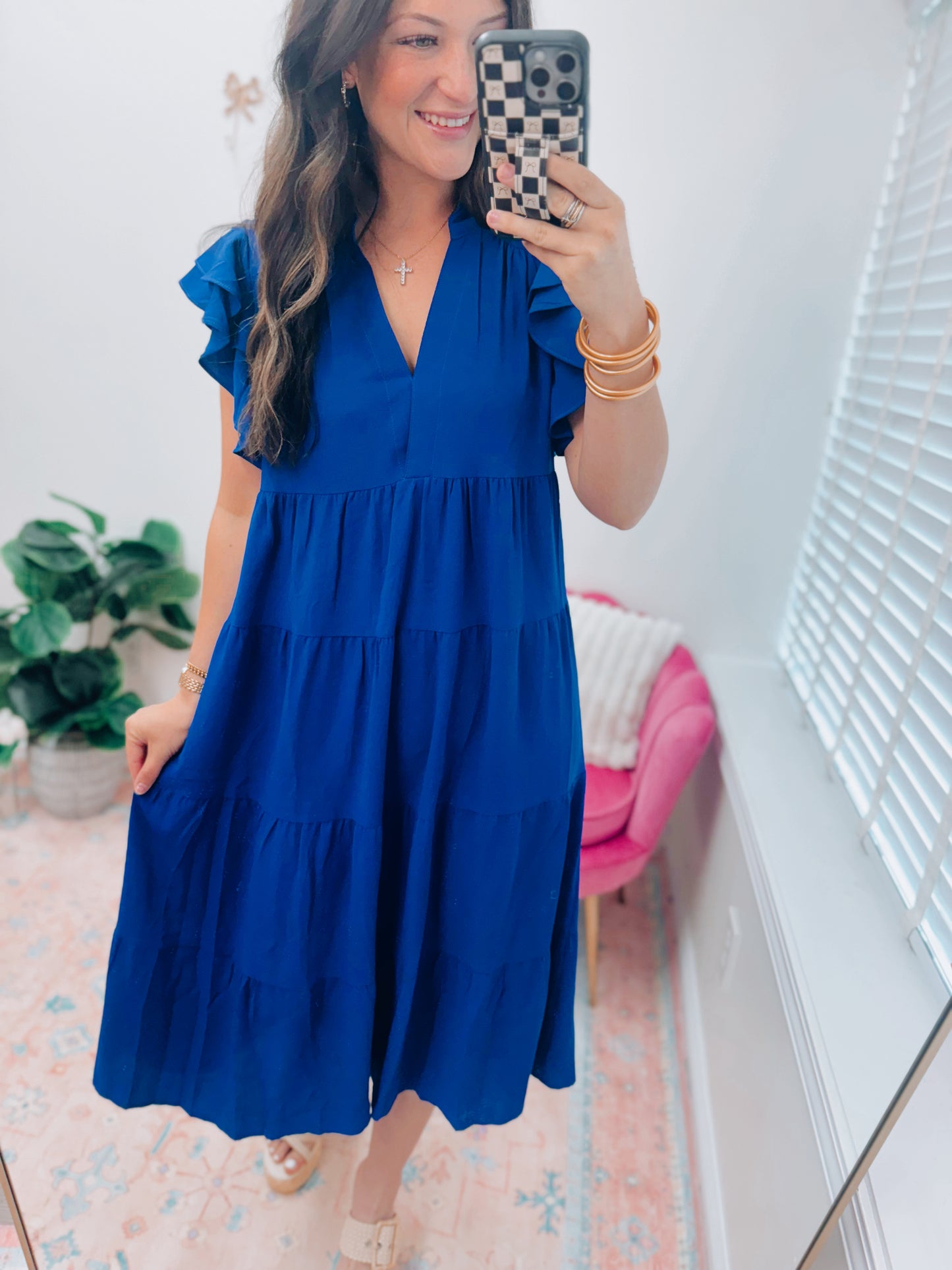 Ruffle Royal Blue Midi