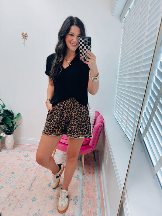 Leopard French Terry Luxe Shorts