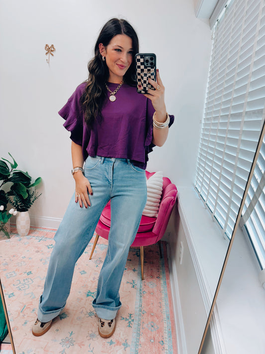 Tickled Purple Ruffled Top