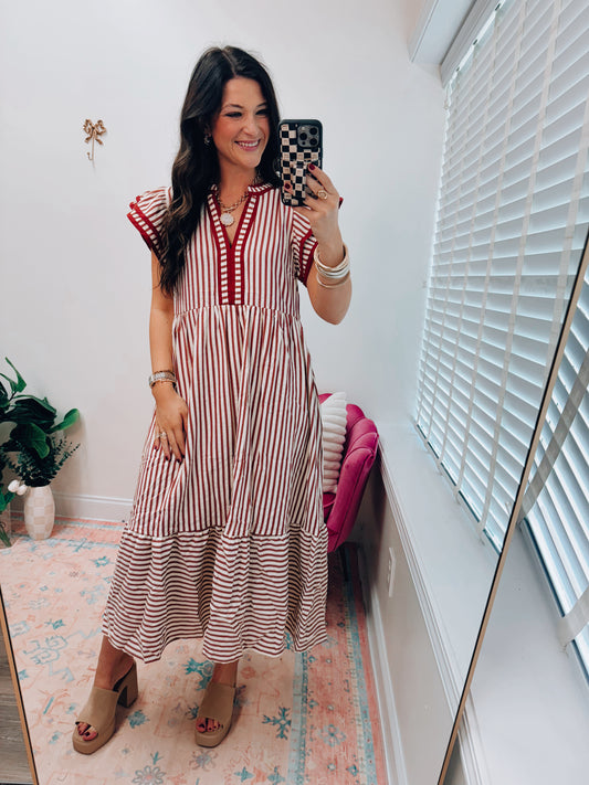Sienna Striped Ruffle Midi Dress