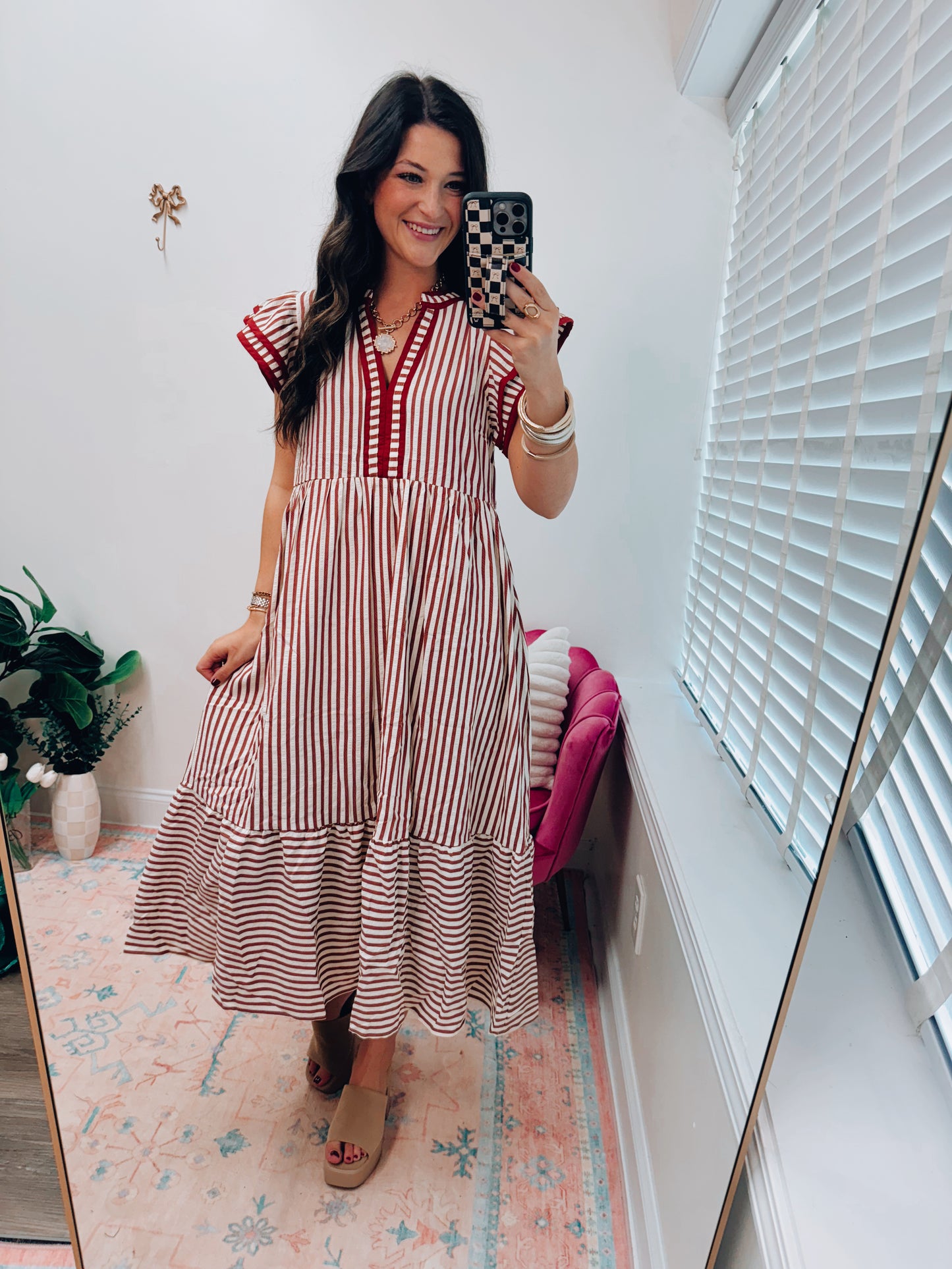 Sienna Striped Ruffle Midi Dress