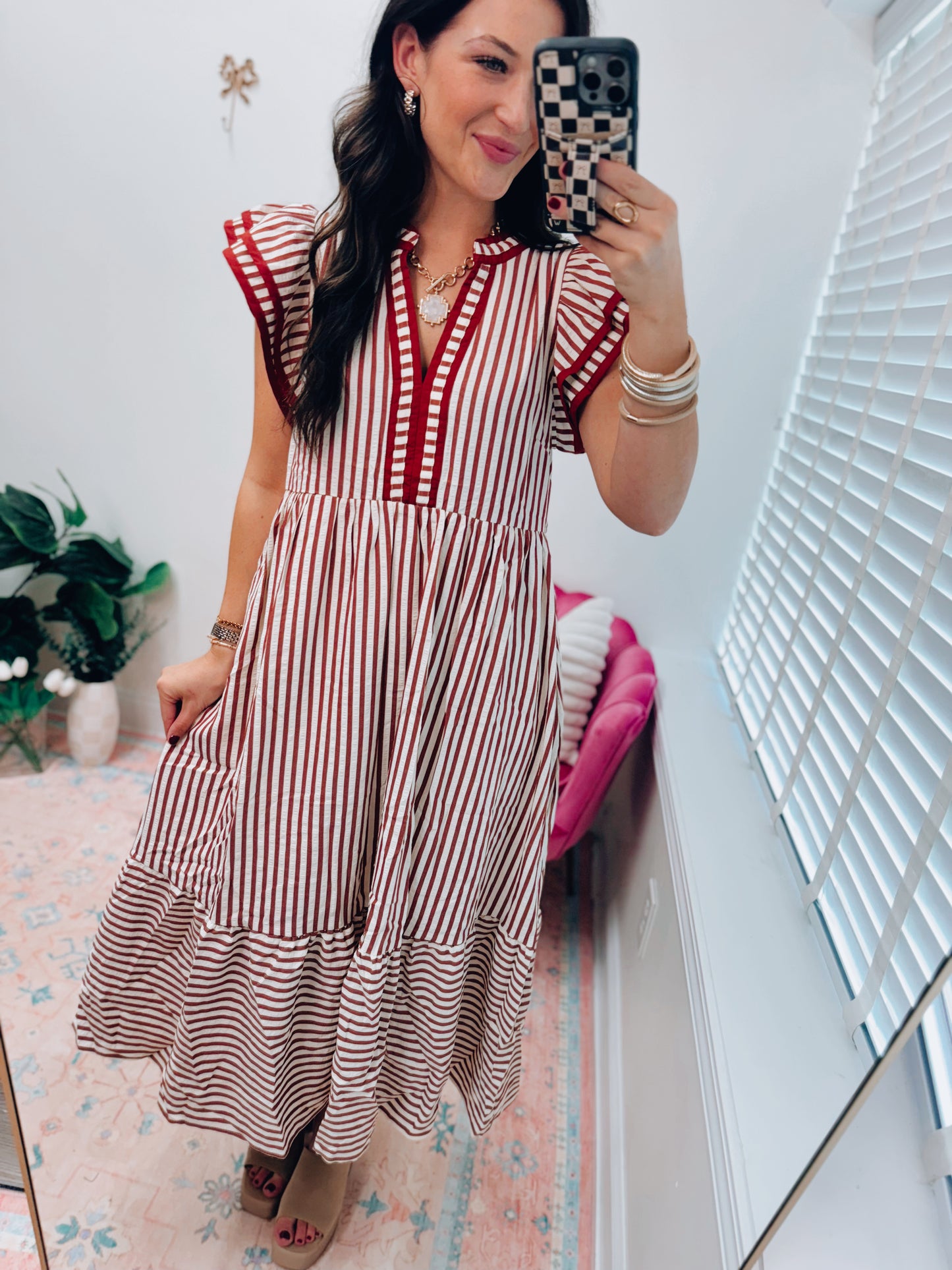 Sienna Striped Ruffle Midi Dress