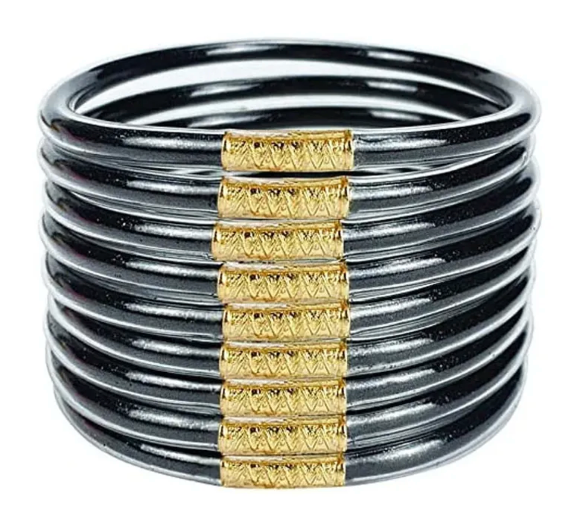 Glitter Jelly Bangles 5pc - Black