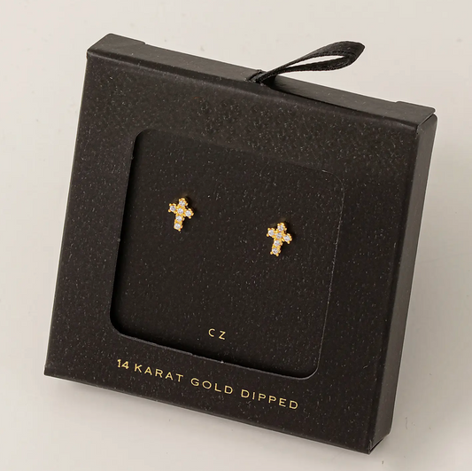 14k Gold Dipped Mini Cross Studs