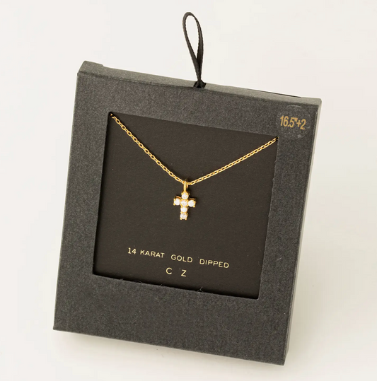 14k Gold Dipped Mini Cross Necklace